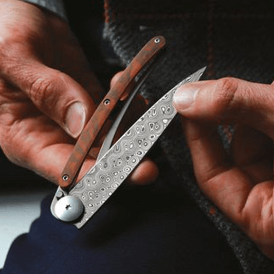 Pocket Knife Damascus Snake Wood - pikkorisport